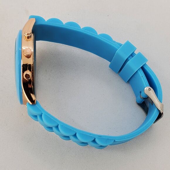 38MM Watch Women Blue Dial Blue Plastic Band Straps New Battery - Picture 9 of 13